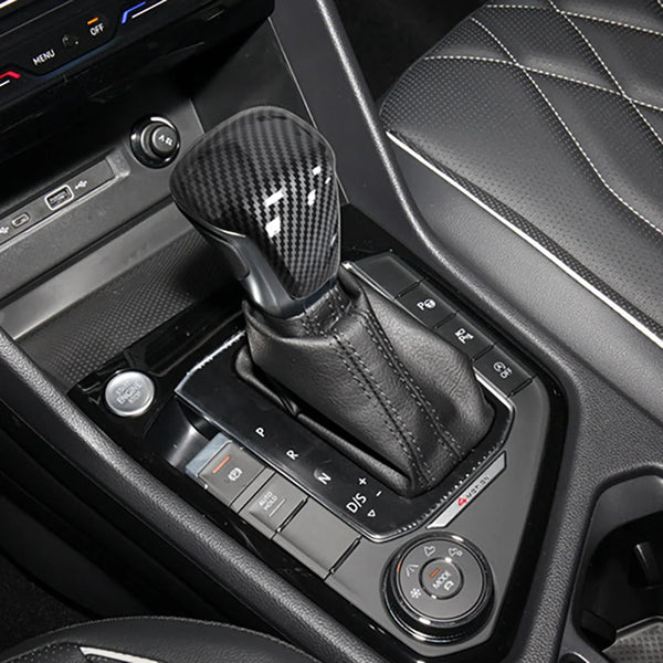 Carbon Fiber Gear Head Knob Shift Cover Trim Gear Shift Knob Shifter Lever Cover Decoration for Tiguan L 2021 2022