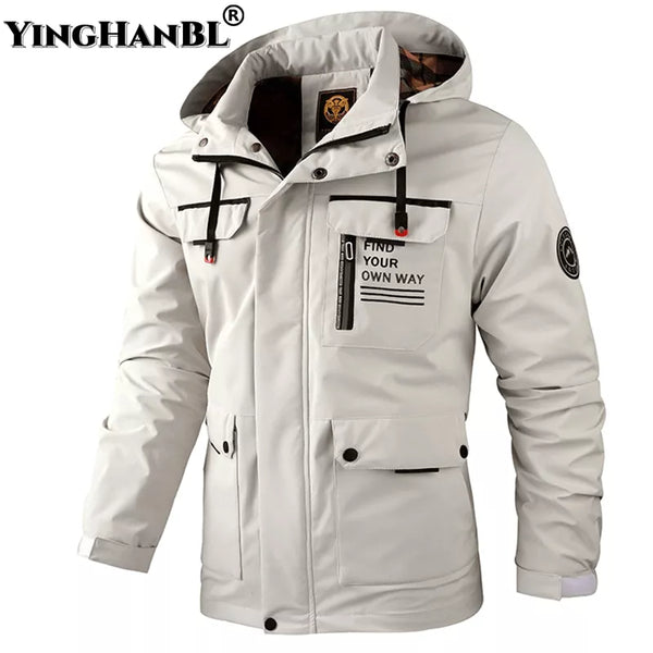 Fashion Men's Casual Windbreaker Hooded Jacket Man Waterproof Outdoor Soft Shell Winter Coat Clothing Warm Ultra Light Jackets