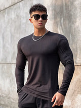 Gym Fitness T-shirt Men Casual Long Sleeve Skinny Shirt Male Bodybuilding Tees Tops Running Sports Quick Dry Training Clothing