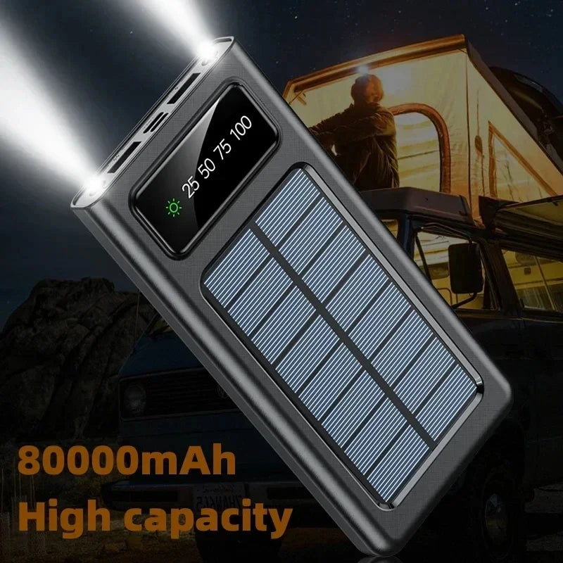 Xiaomi 200000mAh Ultra-Large Capacity Power Bank Solar Charging PowerBank Come With Four Wires Suitable For Samsung Apple Huawei