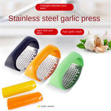 2Pcs Stainless Steel Garlic Press Curved Hand-held Garlic Peeler Manual Garlic Press Mincer Chopping Garlic Tool Kitchen Gadget