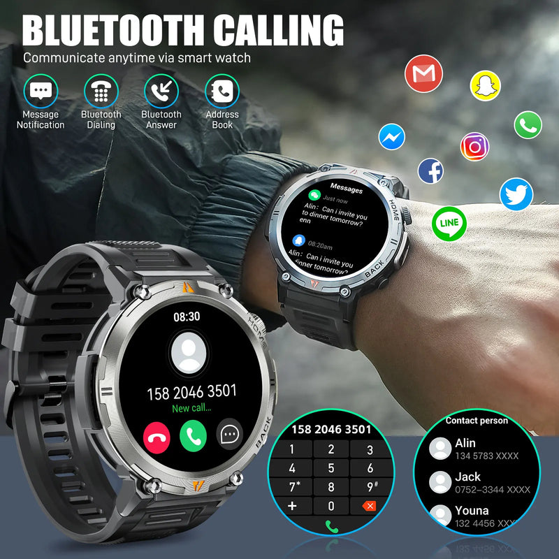 EIGIIS Smart Watch KE3 3ATM Waterproof Sport Genuine Original Design Men Bluetooth Call Health Monitor With Flashlight