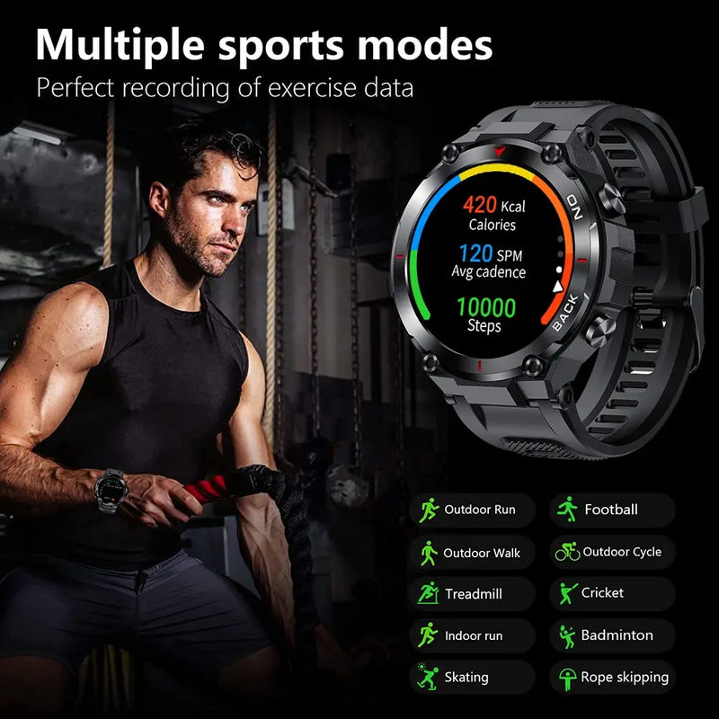 MELANDA Outdoor Military GPS Smart Watch Men 360*360 HD Screen Heart Rate IP68 Waterproof Sports Smartwatch For Android IOS K37