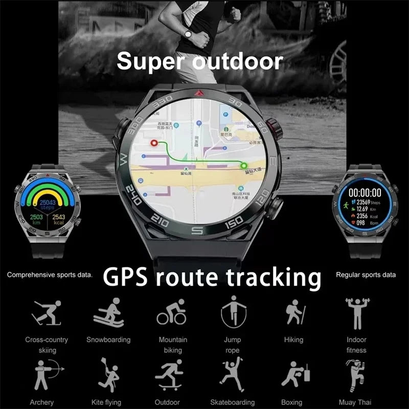 2024 New GPS Sports Smart Watch Men AMOLED HD Full Touch Screen IP68 Waterproof NFC Compass Bluetooth Call ECG+PPG Smart Watches