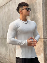 Gym Fitness T-shirt Men Casual Long Sleeve Skinny Shirt Male Bodybuilding Tees Tops Running Sports Quick Dry Training Clothing